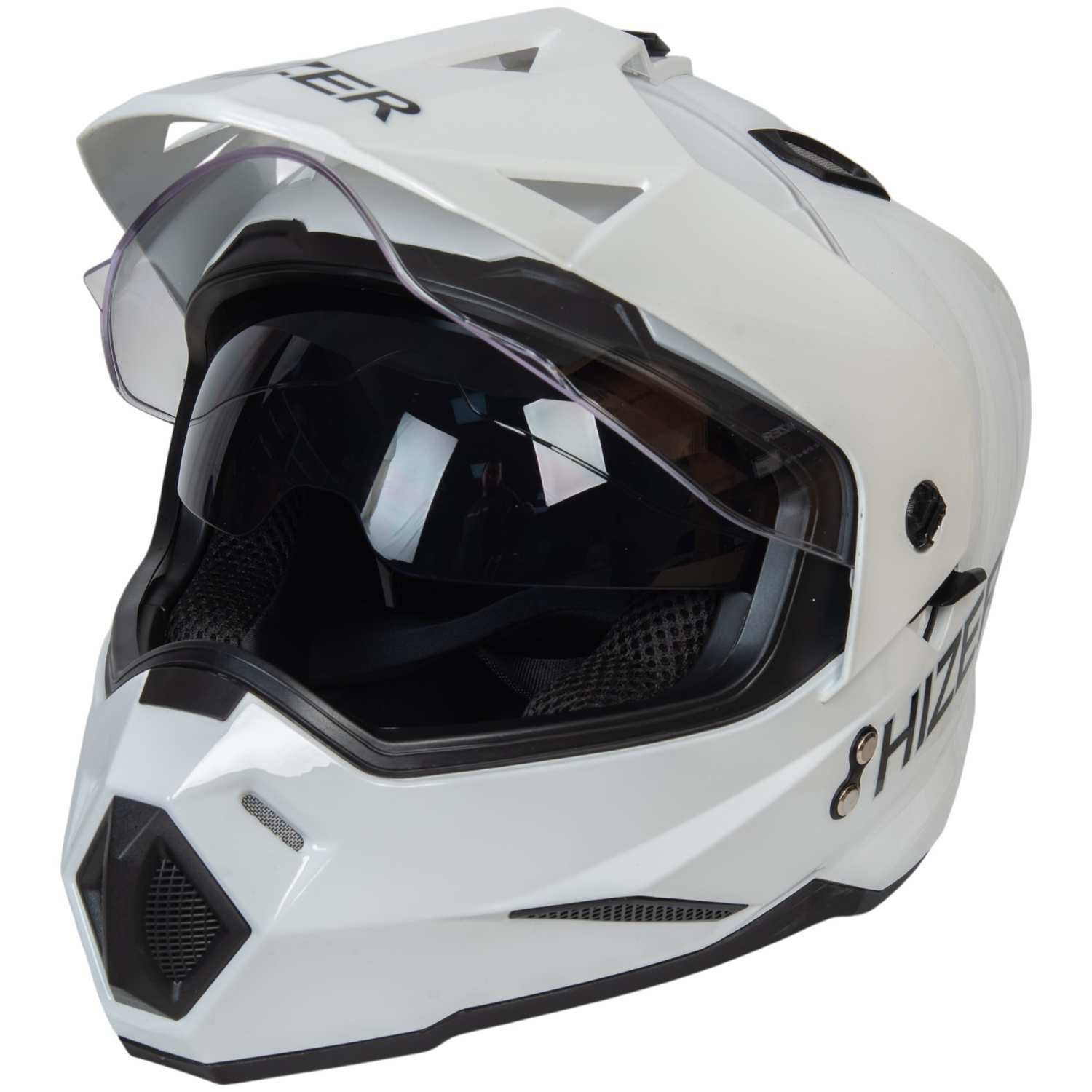 Шлем мото мотард HIZER J6802 №2 (M) white (2 визора)