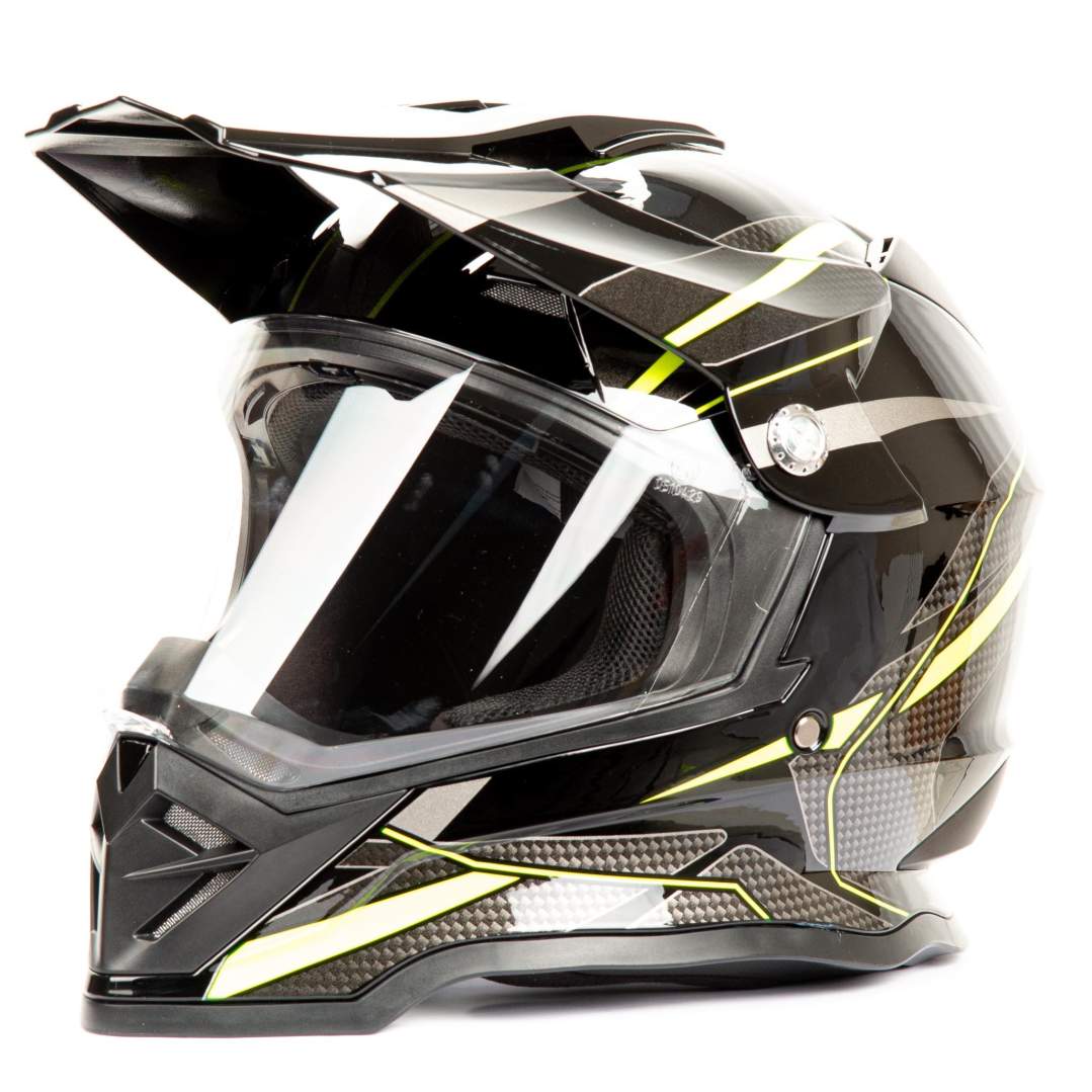 Шлем мото мотард HIZER B6197-1 №4 (L) black/yellow